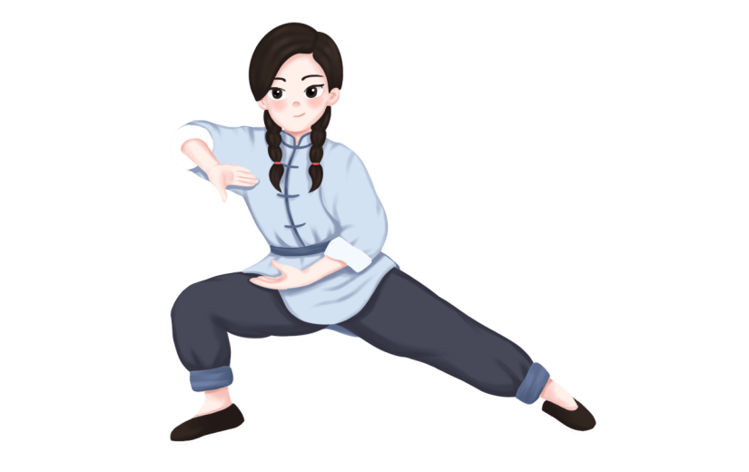 手绘-武术动作运动人物插画3