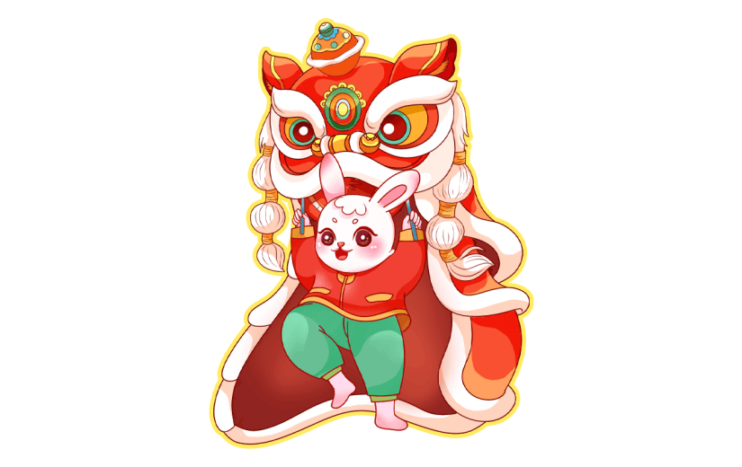 中国风春节兔子元素贴纸