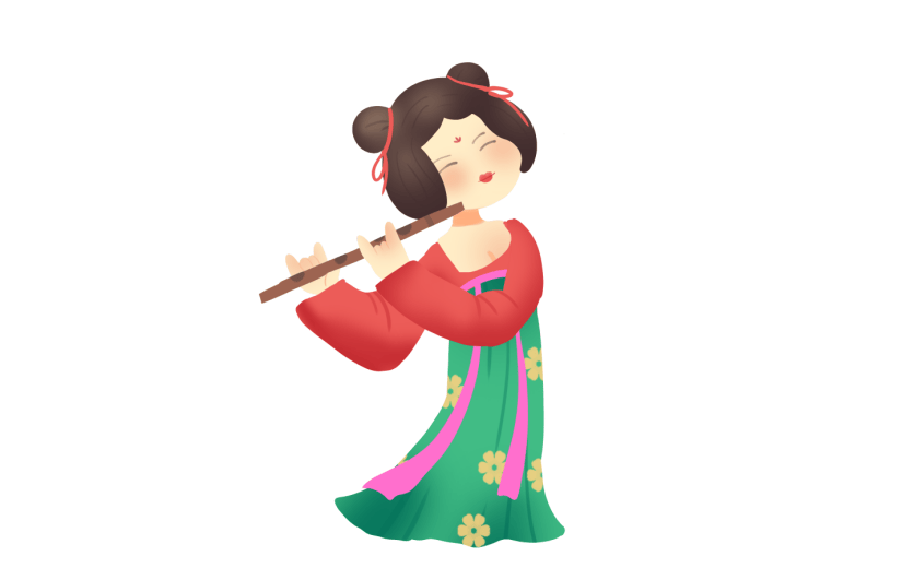 吹笛子的唐朝侍女