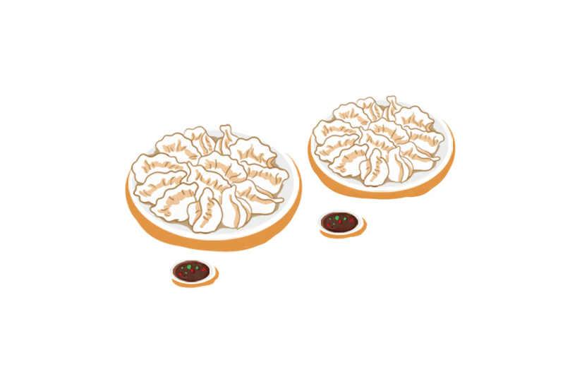 卡通感冬至饺子元素贴纸