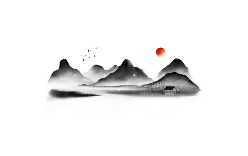 手绘-水墨中国风山水画场景1