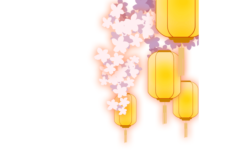 春天夜晚古风宫灯樱花