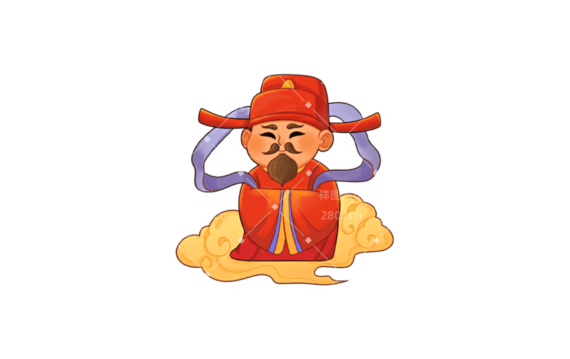 中国风春节财神元素贴纸