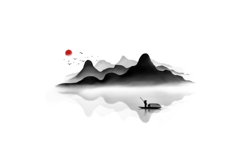 手绘-水墨中国风山水画场景9