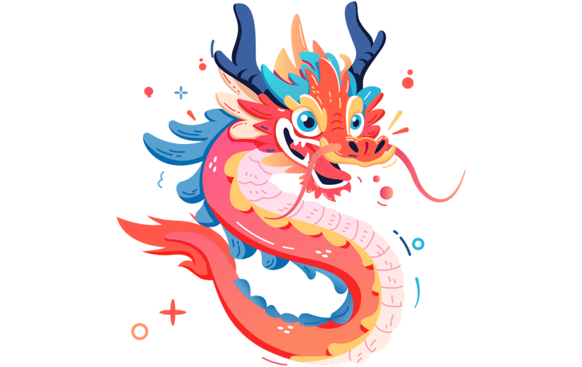春节龙通用国潮插画龙形象贴纸
