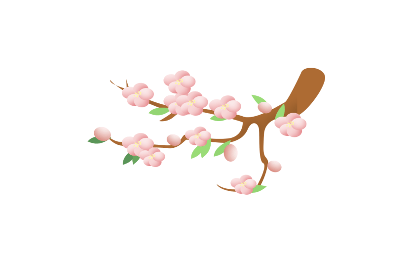 桃花树枝开学季手绘元素贴纸