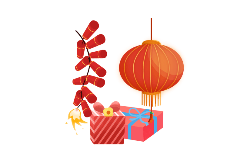 卡通感春节灯笼元素贴纸