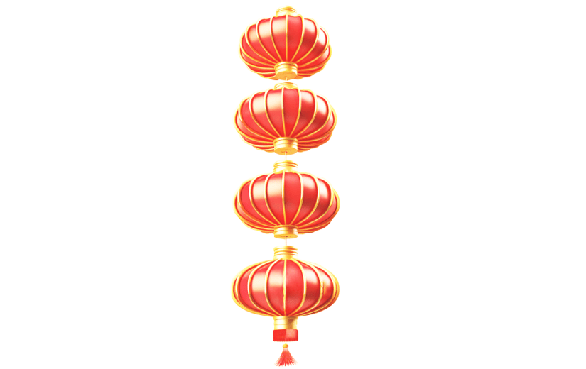 3D风红色灯笼贴纸