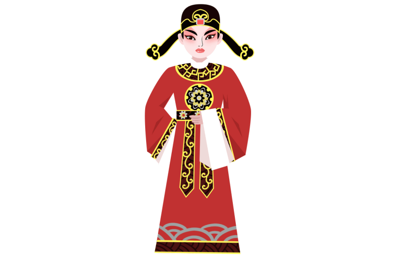 中国风-扁平京剧人物插画4
