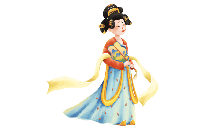 手绘-手绘汉服少女贴纸