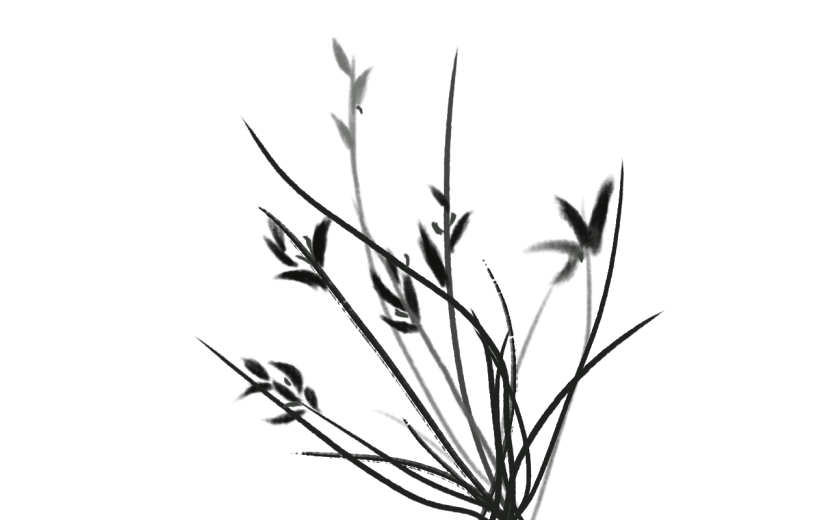 水墨风动植物贴纸