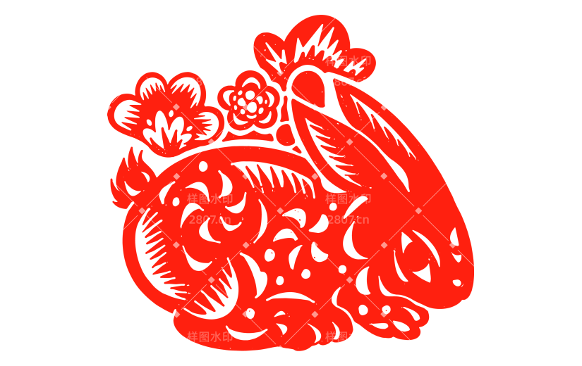 星喜庆中国风-兔子剪纸5