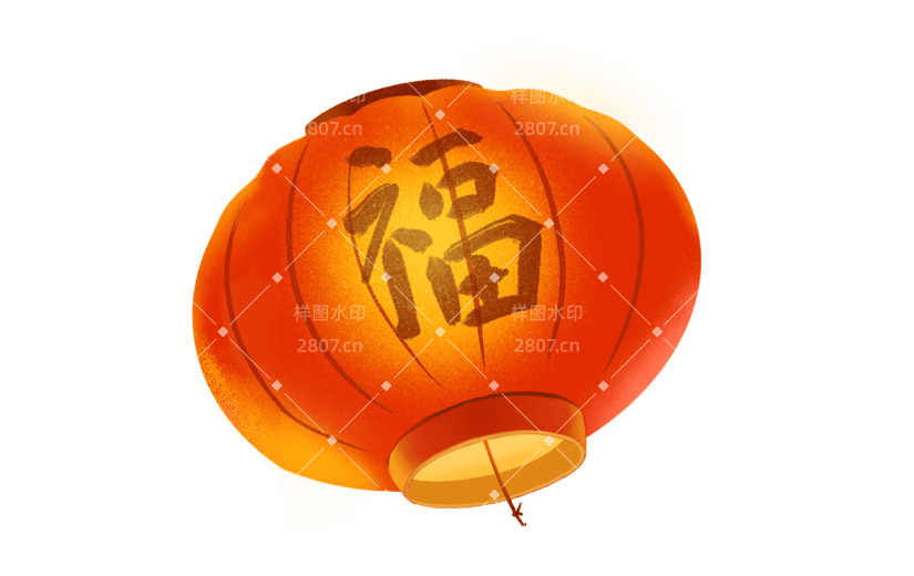卡通感元宵节福字灯笼元素贴纸