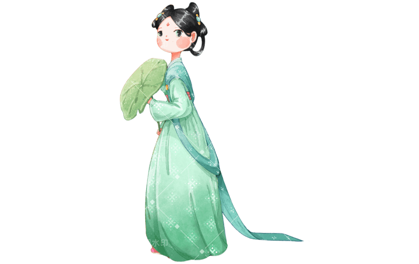 手绘-中国风汉服人物插画贴纸8