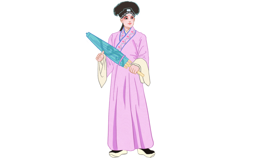 手绘-京剧人物插画贴纸-生角1