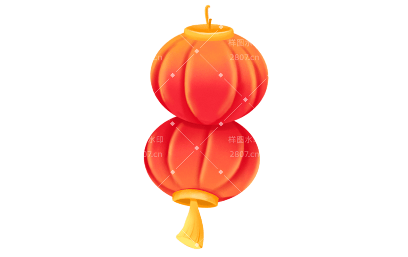 卡通感春节灯笼元素贴纸