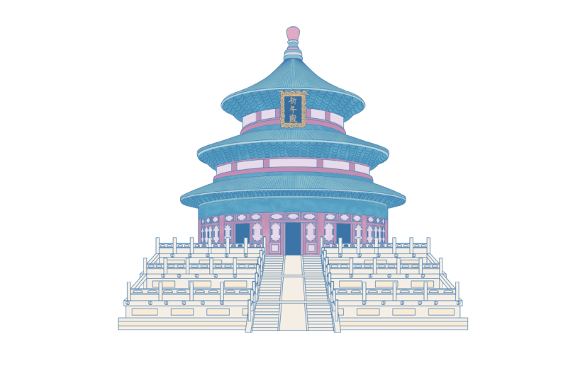 中国风-传统建筑元素插画4