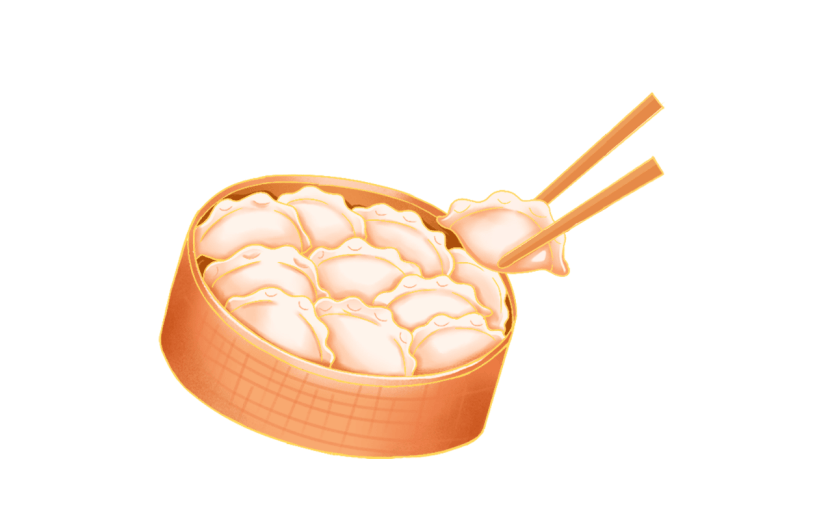 卡通冬感至饺子元素贴纸