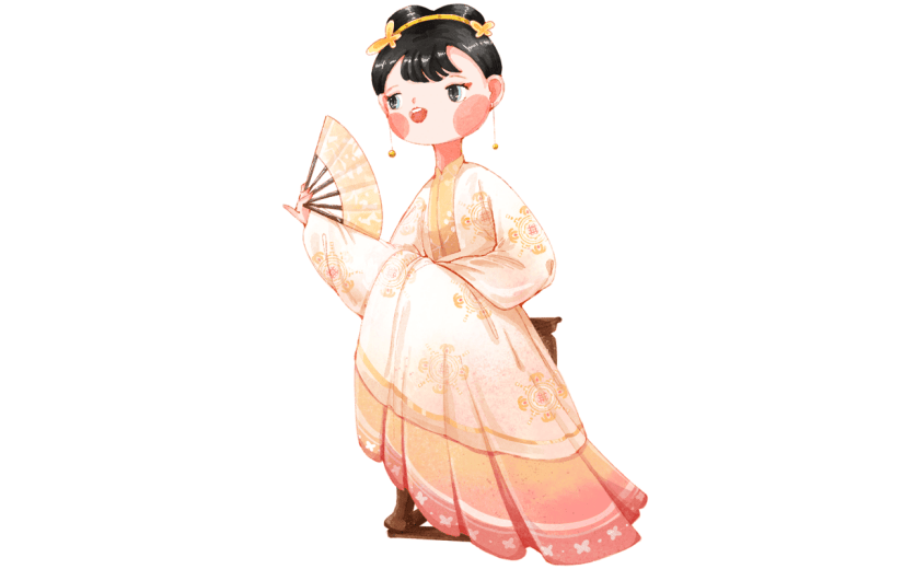 手绘-中国风汉服人物插画贴纸3