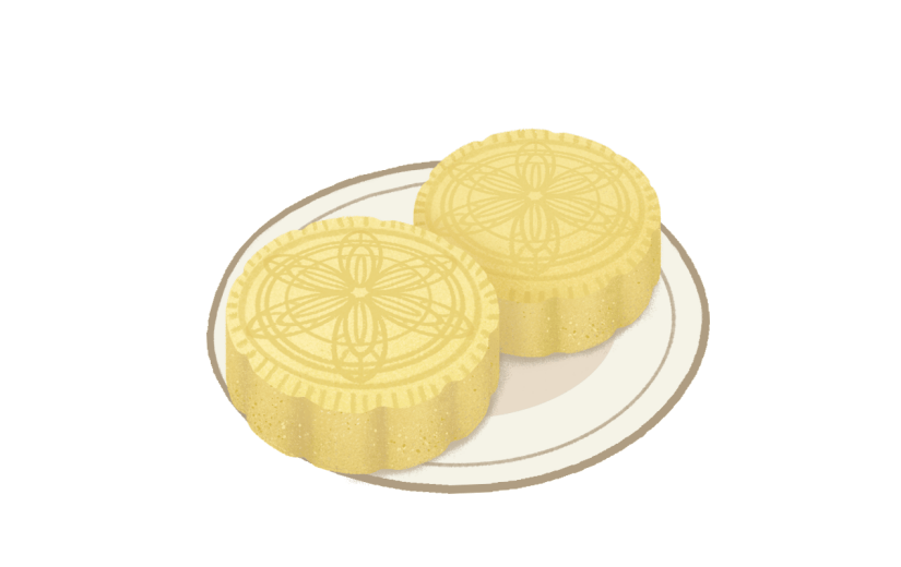 扁平风-中秋节元素贴纸-月饼