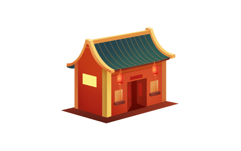 中国风春节房子元素贴纸