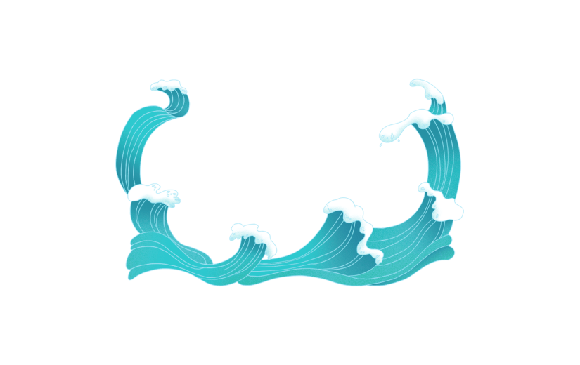 中国风国庆节海浪元素贴纸