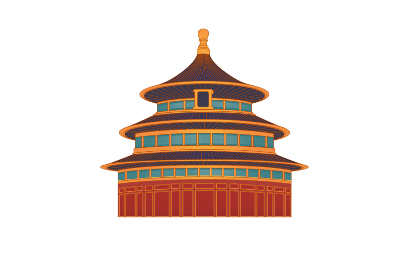 中国风国庆节塔元素贴纸