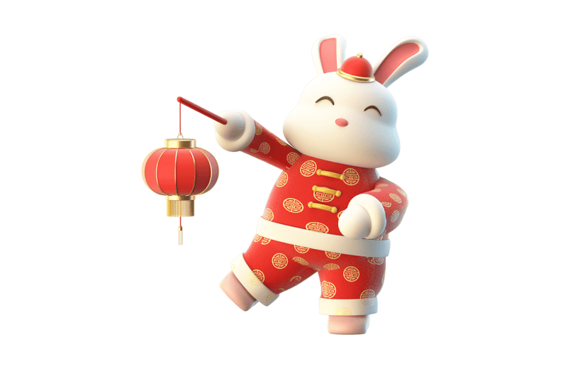 3D春节兔子元素贴纸