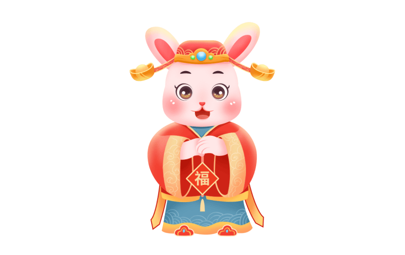 手绘春节兔子元素贴纸