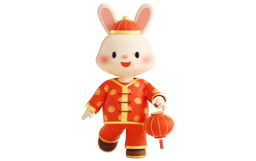 3d感春节兔子元素贴纸