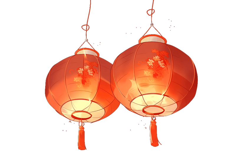 中国风红色灯笼贴纸