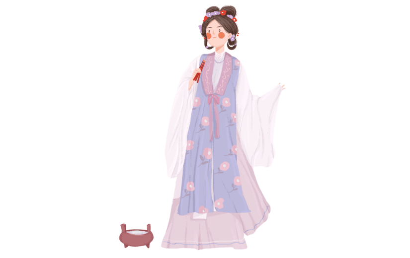 手绘-中国风少女人物插画贴纸1