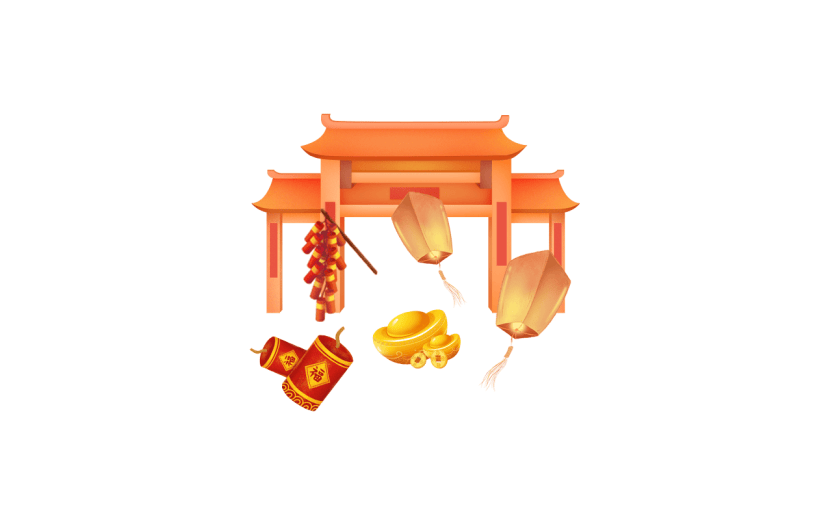 中国风春节牌坊元素贴纸