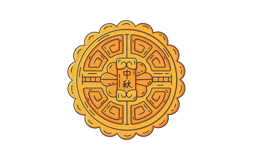 中国风中秋节月饼元素贴纸