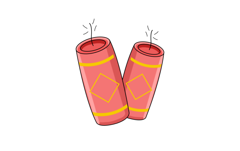 中国风春节鞭炮元素贴纸