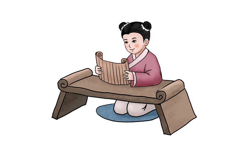 中国风教师节丸子头儿童读书贴纸