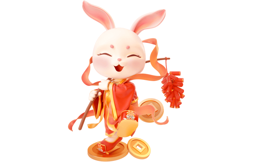 立体感春节兔子元素贴纸