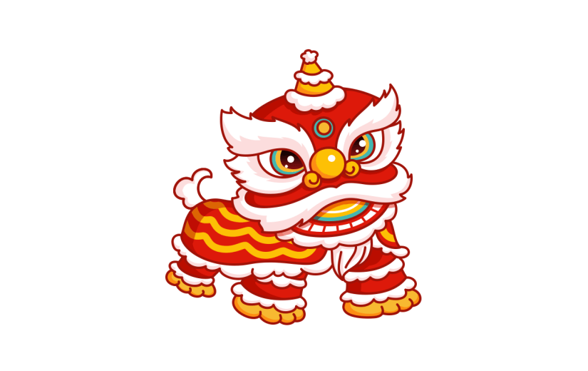 中国风春节醒狮（舞狮）元素贴纸