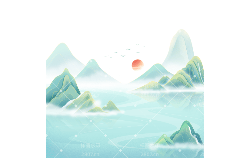 通用中国风国潮山水免抠元素素材
