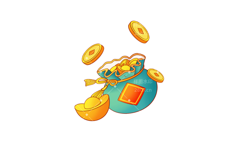 中式感钱袋金币元素