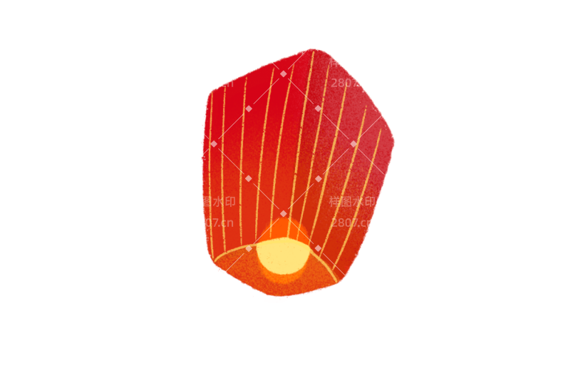 手绘风-中秋节贴纸-孔明灯