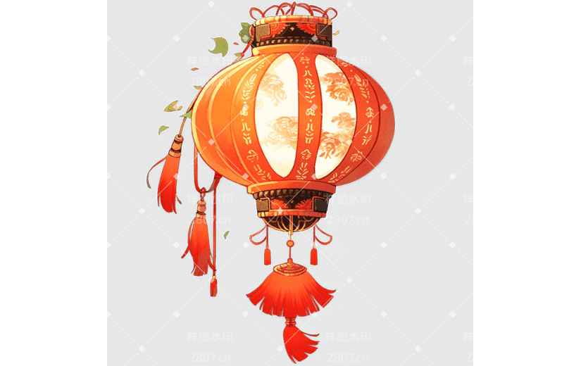 中国风红色灯笼贴纸