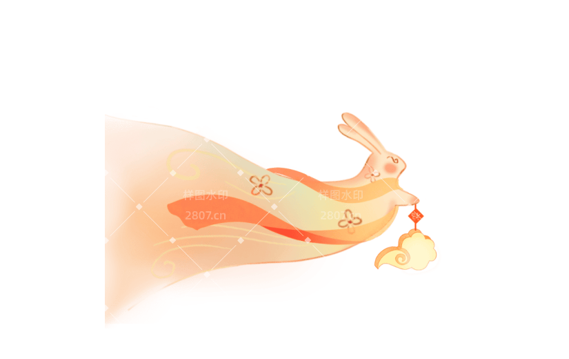 中国风中秋节兔子元素贴纸