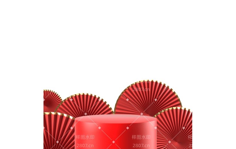 c4d电商红色圆柱新年展台