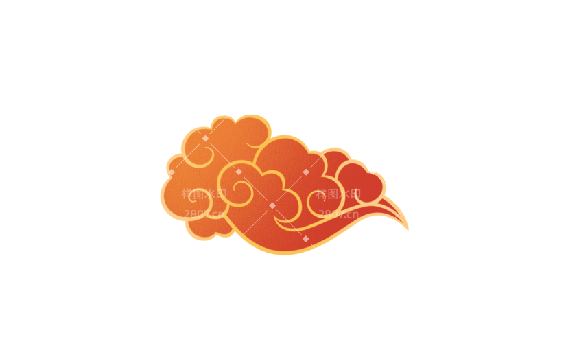 卡通感元宵节祥云元素贴纸