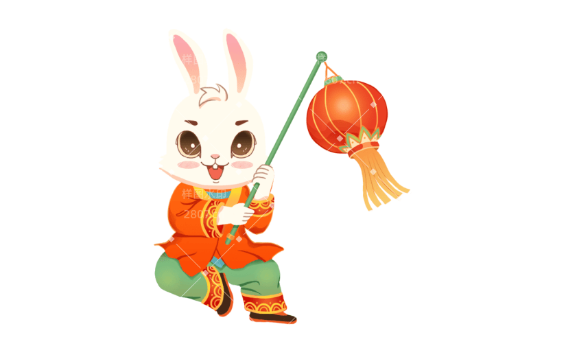 中国风春节兔子元素贴纸