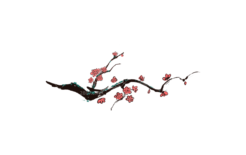 中国风教师节花朵树枝元素贴纸