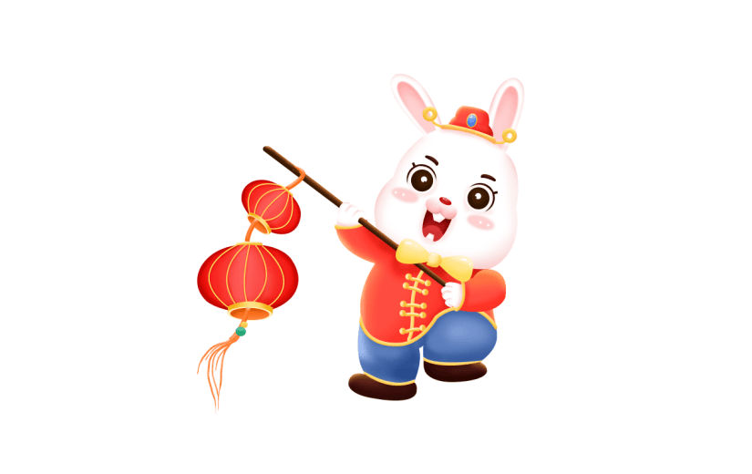 卡通感元宵节兔子元素贴纸
