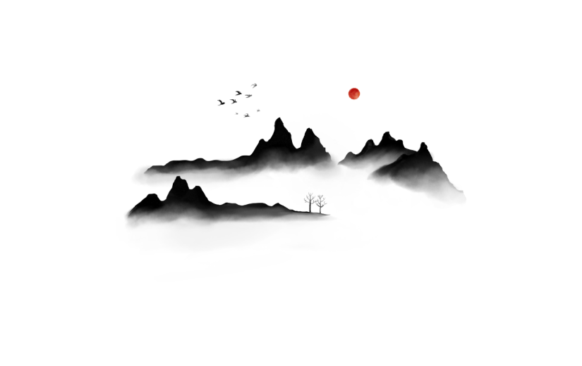 手绘-水墨中国风山水画场景8