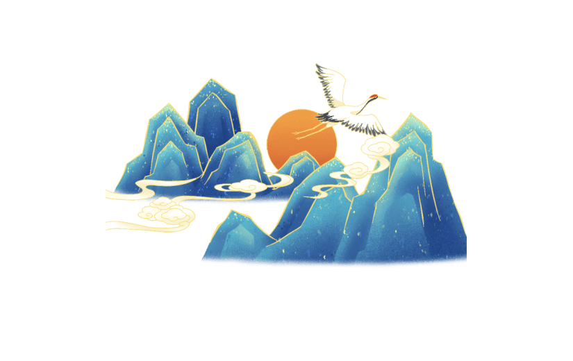 中国风中式国潮插画山水元素素材